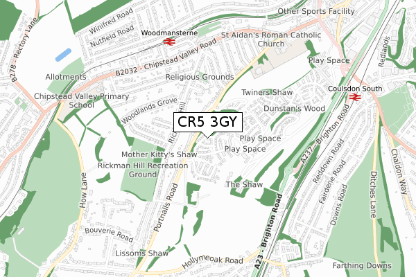 CR5 3GY map - small scale - OS Open Zoomstack (Ordnance Survey)