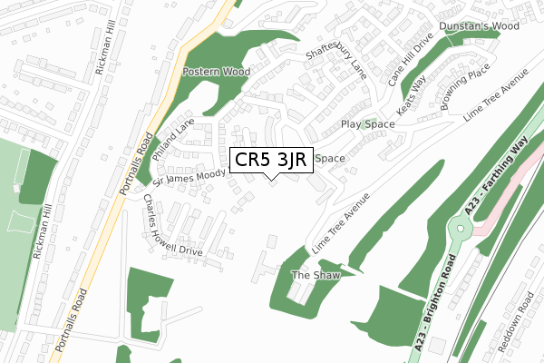 CR5 3JR map - large scale - OS Open Zoomstack (Ordnance Survey)