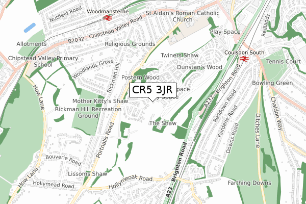 CR5 3JR map - small scale - OS Open Zoomstack (Ordnance Survey)