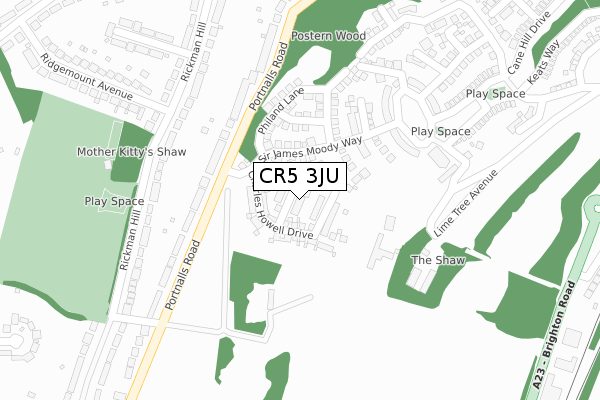 CR5 3JU map - large scale - OS Open Zoomstack (Ordnance Survey)