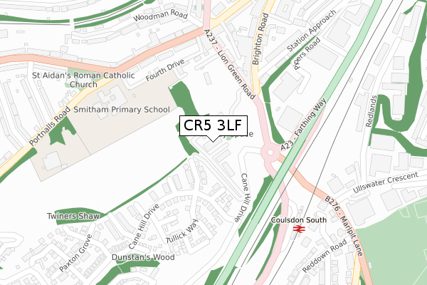 CR5 3LF map - large scale - OS Open Zoomstack (Ordnance Survey)