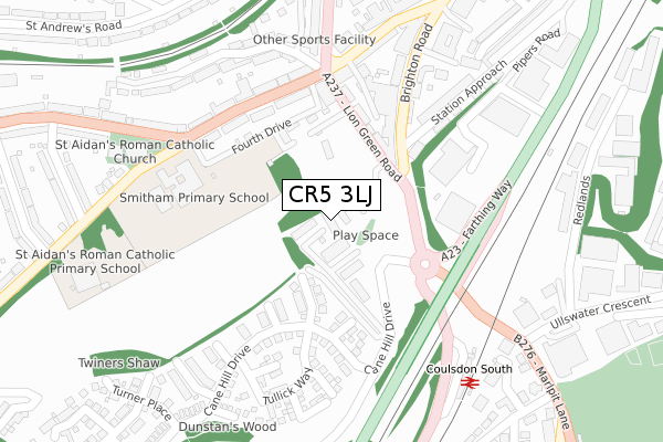 CR5 3LJ map - large scale - OS Open Zoomstack (Ordnance Survey)