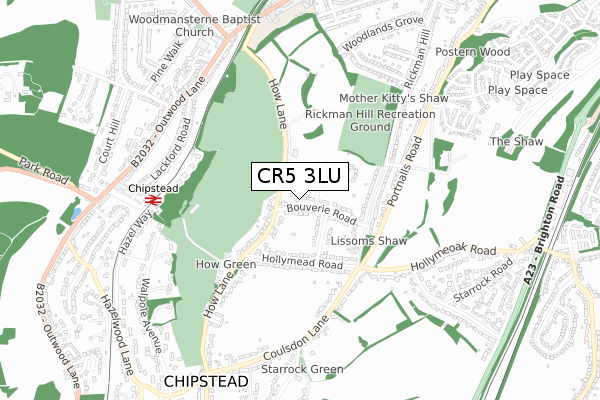 CR5 3LU map - small scale - OS Open Zoomstack (Ordnance Survey)