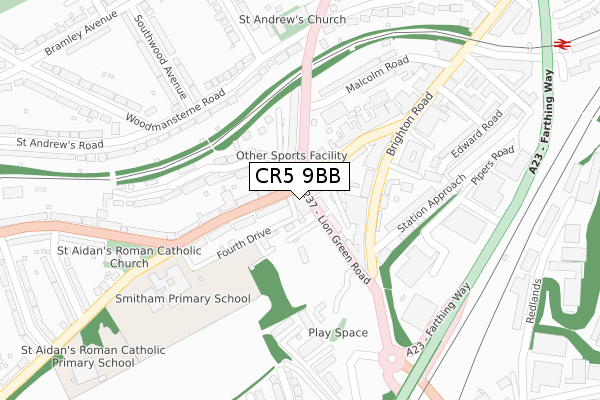 CR5 9BB map - large scale - OS Open Zoomstack (Ordnance Survey)