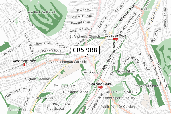 CR5 9BB map - small scale - OS Open Zoomstack (Ordnance Survey)