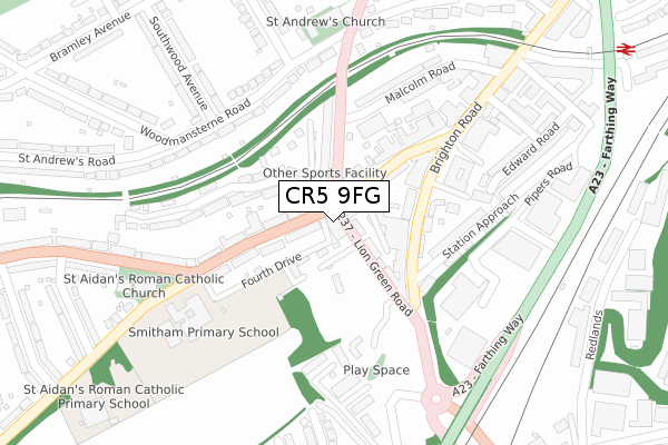 CR5 9FG map - large scale - OS Open Zoomstack (Ordnance Survey)