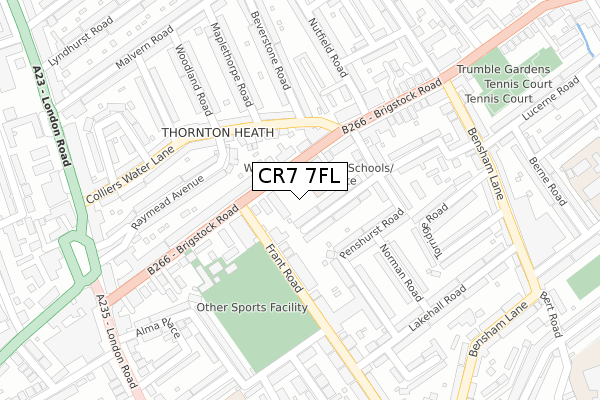 CR7 7FL map - large scale - OS Open Zoomstack (Ordnance Survey)