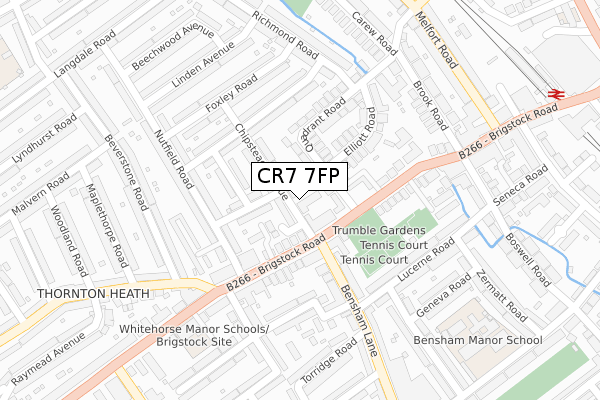 CR7 7FP map - large scale - OS Open Zoomstack (Ordnance Survey)