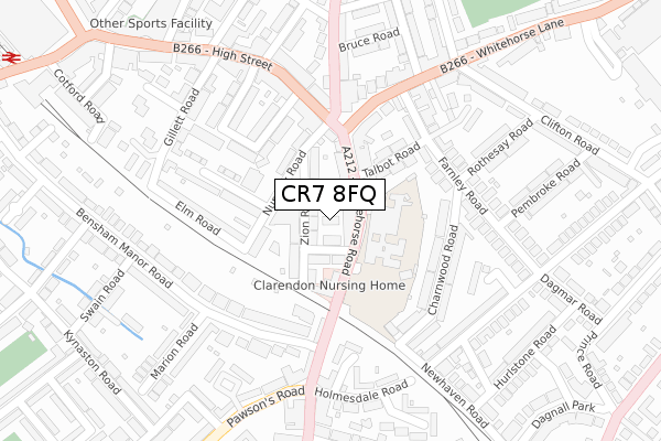 CR7 8FQ map - large scale - OS Open Zoomstack (Ordnance Survey)