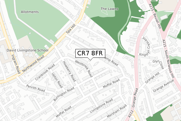 CR7 8FR map - large scale - OS Open Zoomstack (Ordnance Survey)