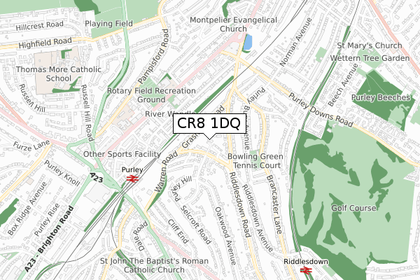 CR8 1DQ map - small scale - OS Open Zoomstack (Ordnance Survey)