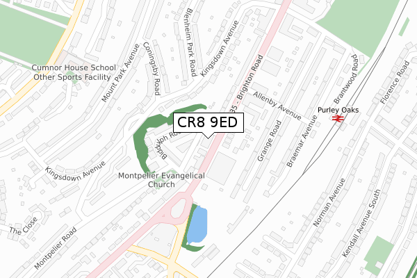 CR8 9ED map - large scale - OS Open Zoomstack (Ordnance Survey)