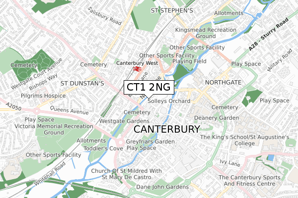 CT1 2NG map - small scale - OS Open Zoomstack (Ordnance Survey)