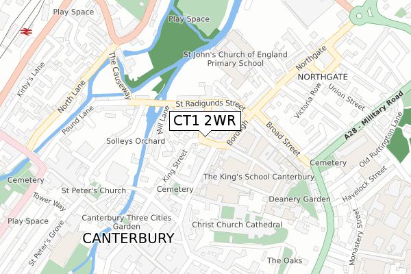 CT1 2WR map - large scale - OS Open Zoomstack (Ordnance Survey)