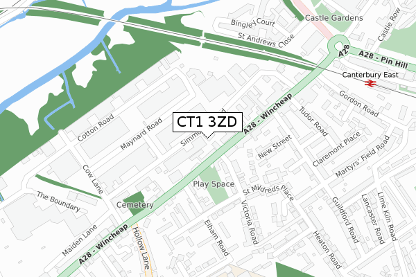 CT1 3ZD map - large scale - OS Open Zoomstack (Ordnance Survey)