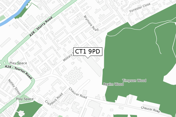 CT1 9PD map - large scale - OS Open Zoomstack (Ordnance Survey)