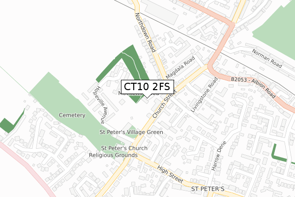 CT10 2FS map - large scale - OS Open Zoomstack (Ordnance Survey)