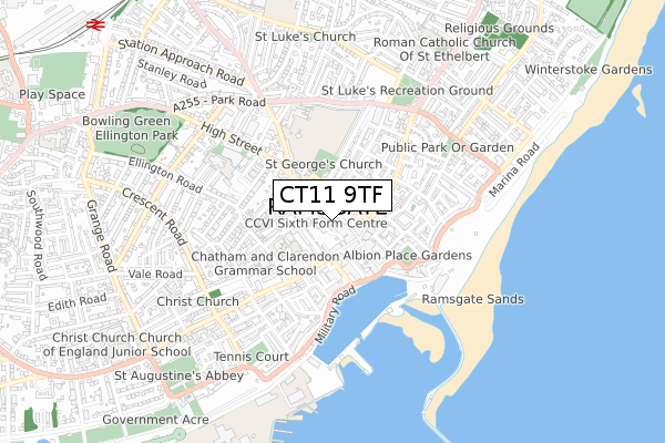 CT11 9TF map - small scale - OS Open Zoomstack (Ordnance Survey)