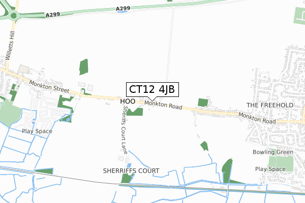 CT12 4JB map - small scale - OS Open Zoomstack (Ordnance Survey)