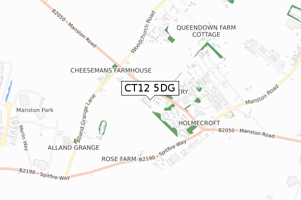 CT12 5DG map - small scale - OS Open Zoomstack (Ordnance Survey)