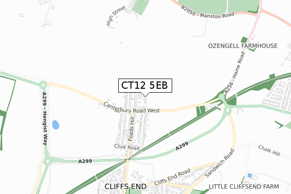 CT12 5EB map - small scale - OS Open Zoomstack (Ordnance Survey)