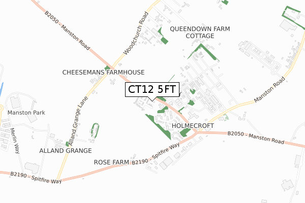 CT12 5FT map - small scale - OS Open Zoomstack (Ordnance Survey)