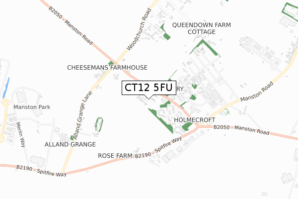 CT12 5FU map - small scale - OS Open Zoomstack (Ordnance Survey)