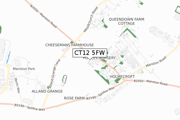 CT12 5FW map - small scale - OS Open Zoomstack (Ordnance Survey)