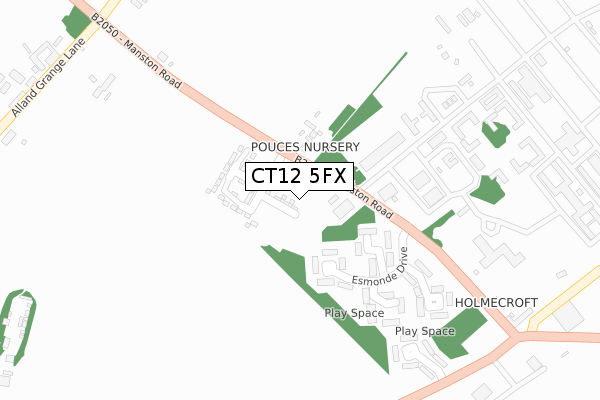 CT12 5FX map - large scale - OS Open Zoomstack (Ordnance Survey)