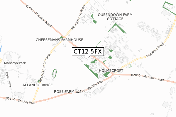 CT12 5FX map - small scale - OS Open Zoomstack (Ordnance Survey)