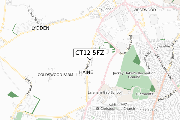 CT12 5FZ map - small scale - OS Open Zoomstack (Ordnance Survey)