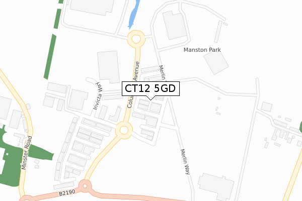 CT12 5GD map - large scale - OS Open Zoomstack (Ordnance Survey)