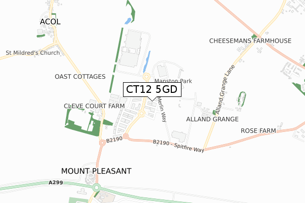 CT12 5GD map - small scale - OS Open Zoomstack (Ordnance Survey)