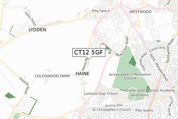 CT12 5GF map - small scale - OS Open Zoomstack (Ordnance Survey)