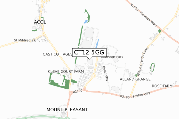 CT12 5GG map - small scale - OS Open Zoomstack (Ordnance Survey)