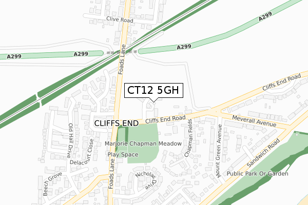 CT12 5GH map - large scale - OS Open Zoomstack (Ordnance Survey)