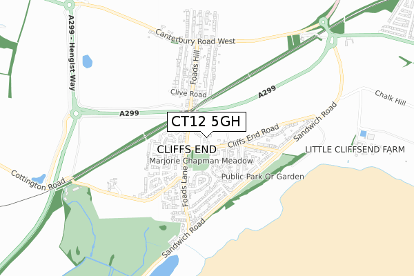 CT12 5GH map - small scale - OS Open Zoomstack (Ordnance Survey)