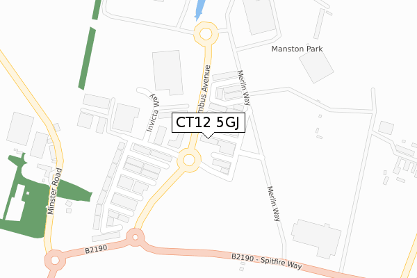 CT12 5GJ map - large scale - OS Open Zoomstack (Ordnance Survey)