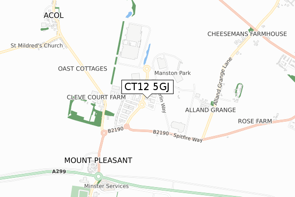 CT12 5GJ map - small scale - OS Open Zoomstack (Ordnance Survey)