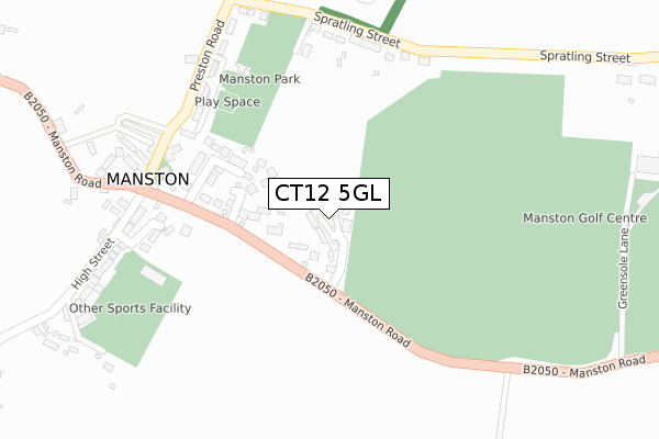 CT12 5GL map - large scale - OS Open Zoomstack (Ordnance Survey)