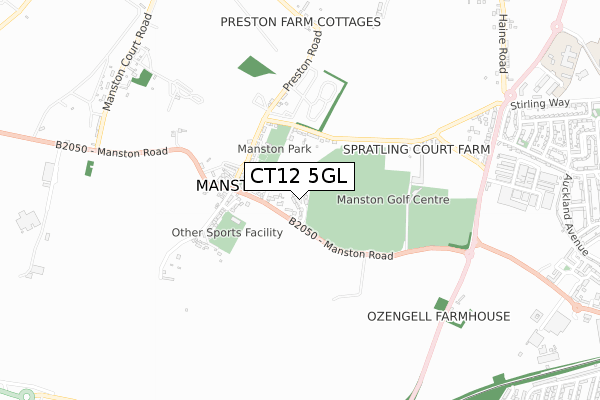 CT12 5GL map - small scale - OS Open Zoomstack (Ordnance Survey)