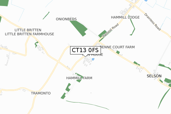 CT13 0FS map - small scale - OS Open Zoomstack (Ordnance Survey)