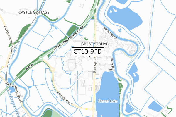 CT13 9FD map - small scale - OS Open Zoomstack (Ordnance Survey)