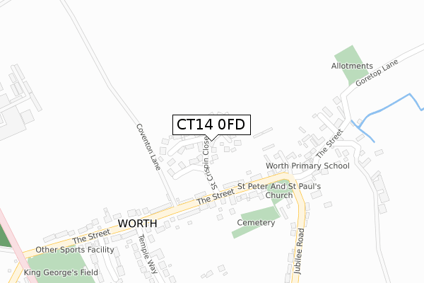 CT14 0FD map - large scale - OS Open Zoomstack (Ordnance Survey)