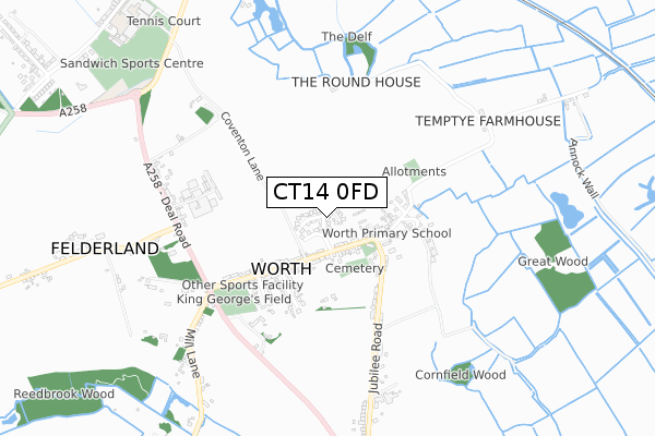 CT14 0FD map - small scale - OS Open Zoomstack (Ordnance Survey)