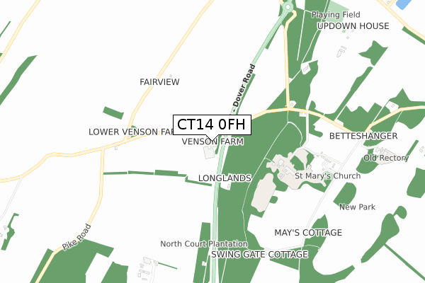 CT14 0FH map - small scale - OS Open Zoomstack (Ordnance Survey)