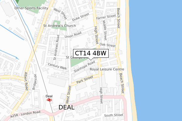 CT14 4BW map - large scale - OS Open Zoomstack (Ordnance Survey)