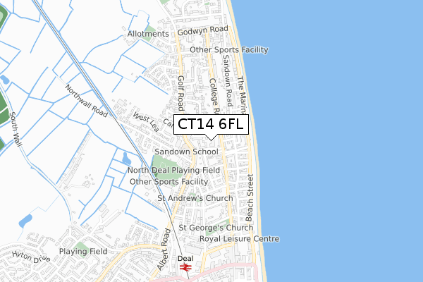 CT14 6FL map - small scale - OS Open Zoomstack (Ordnance Survey)
