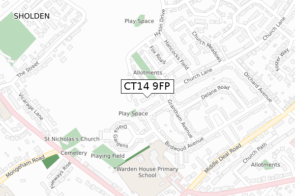 CT14 9FP map - large scale - OS Open Zoomstack (Ordnance Survey)