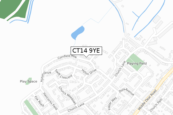 CT14 9YE map - large scale - OS Open Zoomstack (Ordnance Survey)